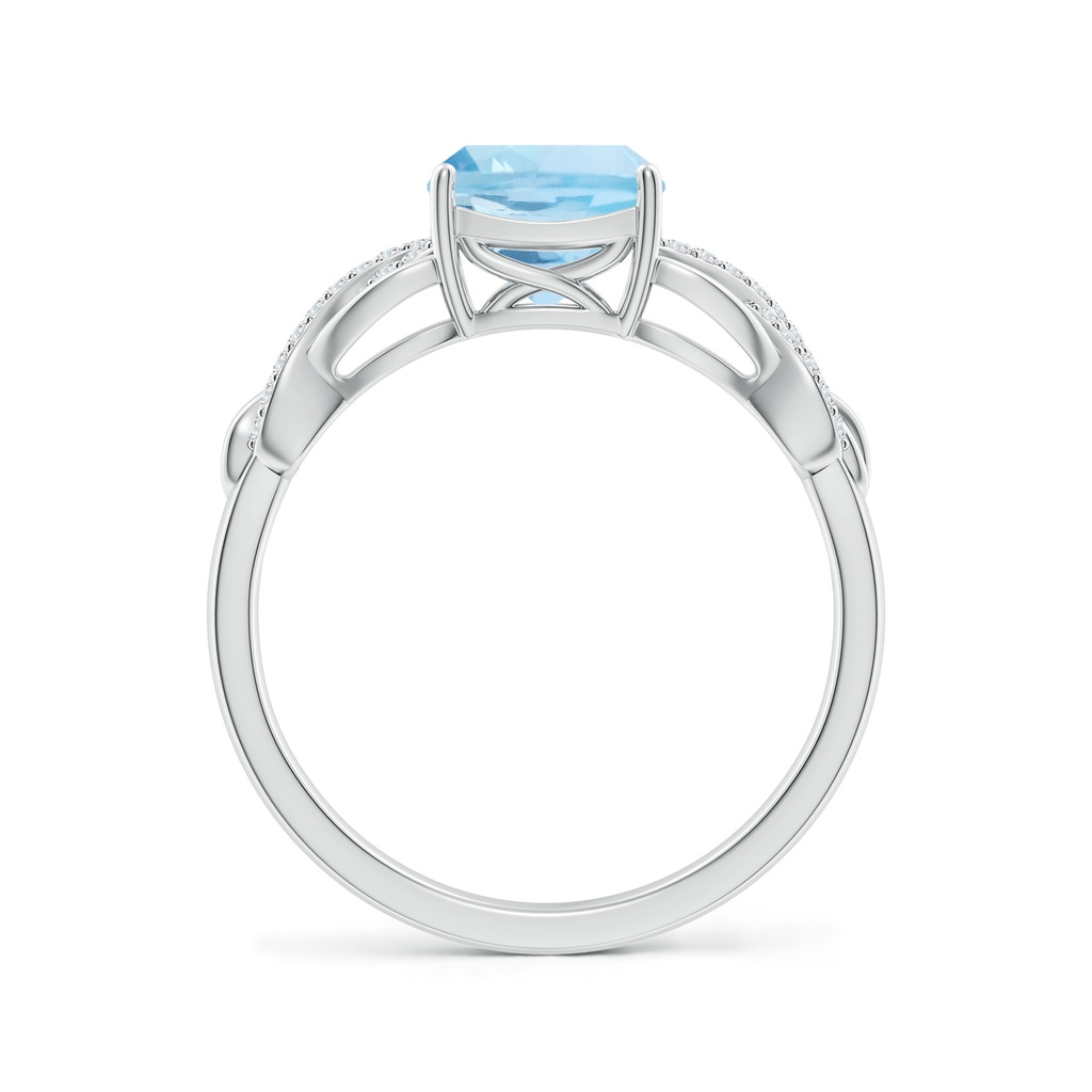 7mm AAA Criss Cross Shank Cushion Aquamarine Engagement Ring in White Gold - side_1