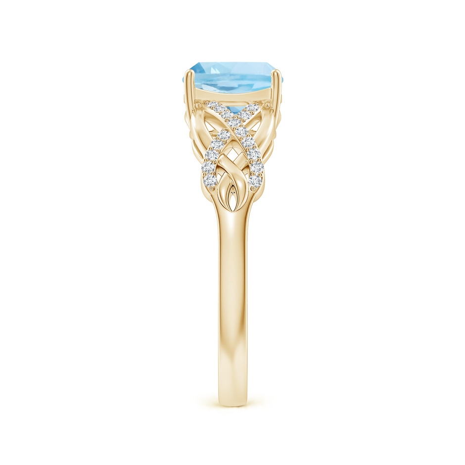 7mm AAA Criss Cross Shank Cushion Aquamarine Engagement Ring in Yellow Gold side-2