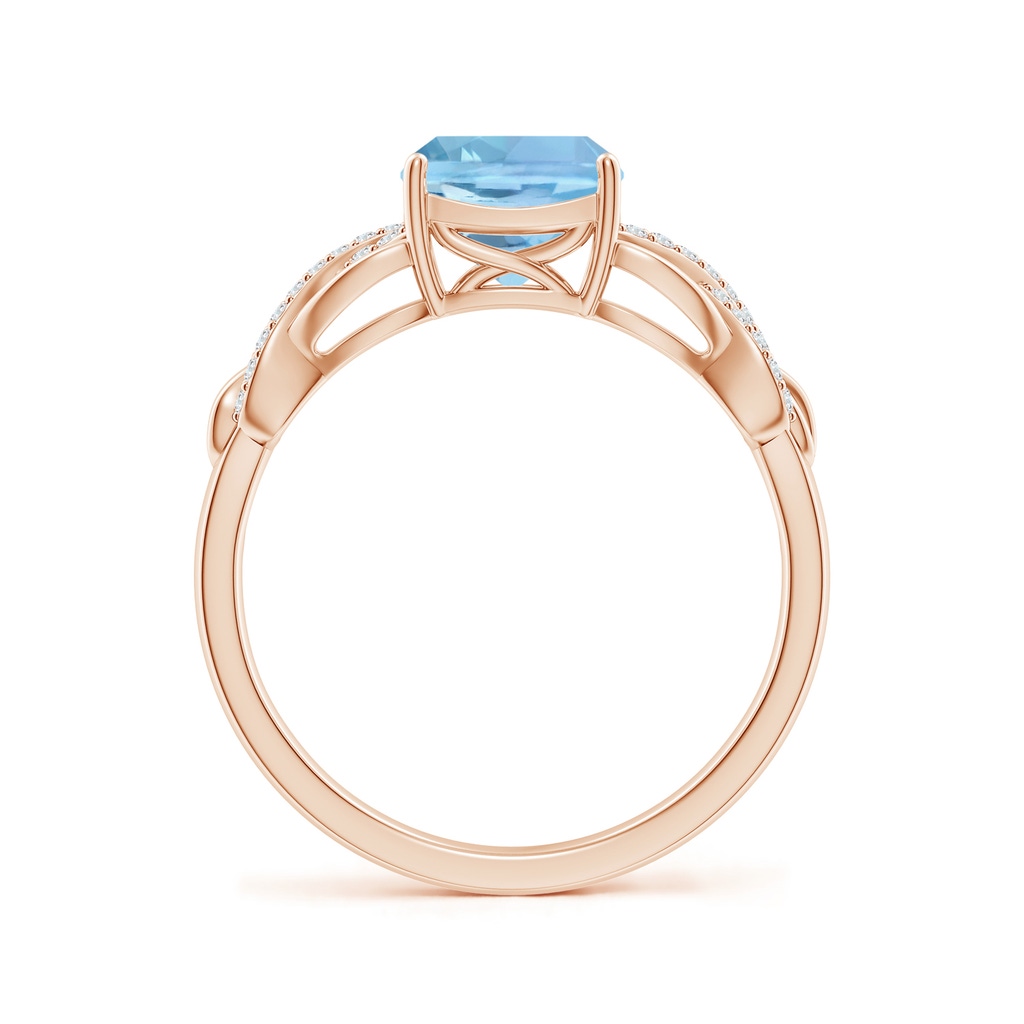 7mm AAAA Criss Cross Shank Cushion Aquamarine Engagement Ring in Rose Gold - side_1