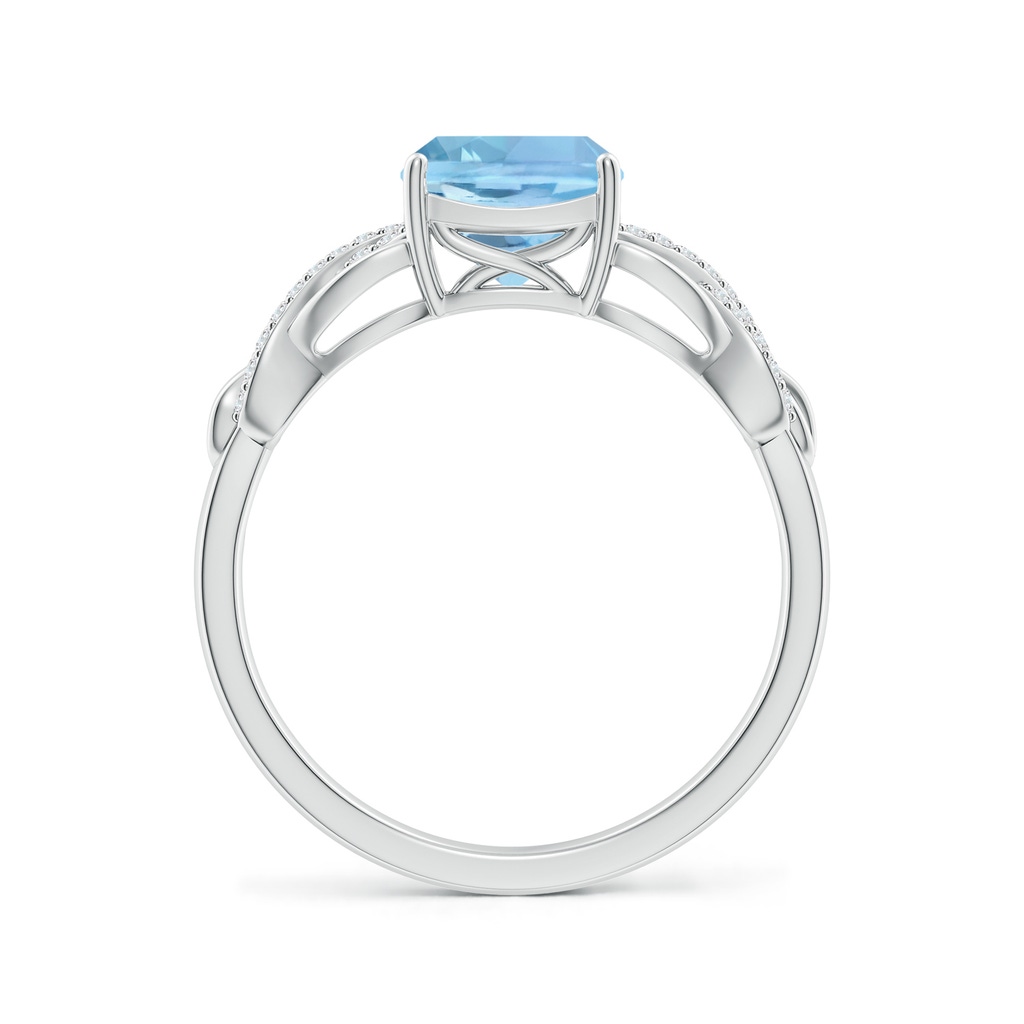 7mm AAAA Criss Cross Shank Cushion Aquamarine Engagement Ring in White Gold - side_1