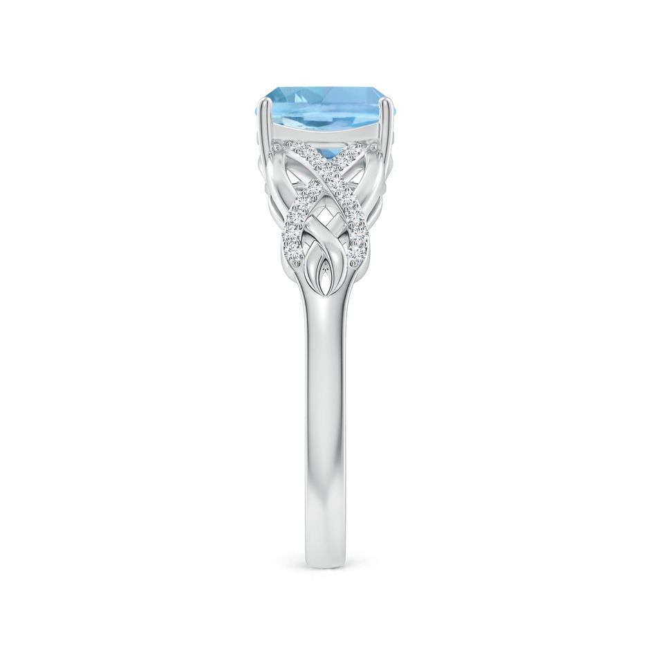 7mm AAAA Criss Cross Shank Cushion Aquamarine Engagement Ring in White Gold side-2