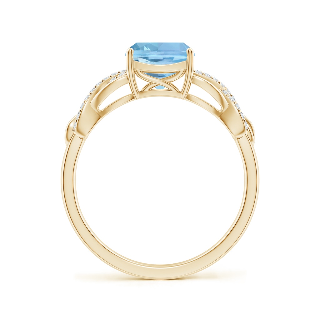 7mm AAAA Criss Cross Shank Cushion Aquamarine Engagement Ring in Yellow Gold - side_1