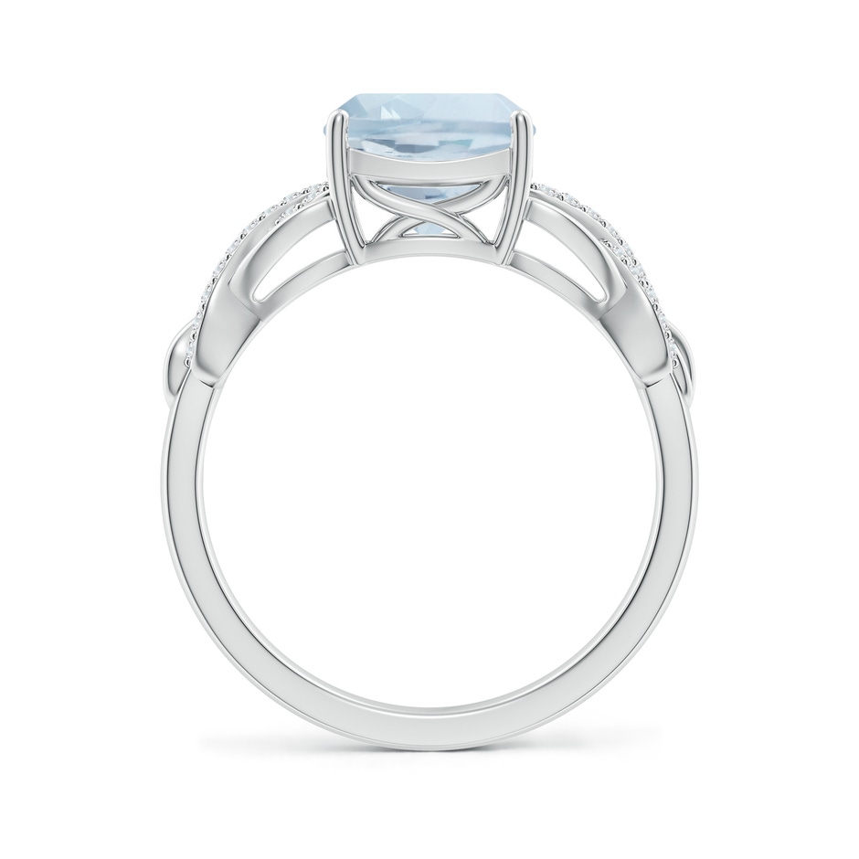 8mm A Criss Cross Shank Cushion Aquamarine Engagement Ring in White Gold side-1