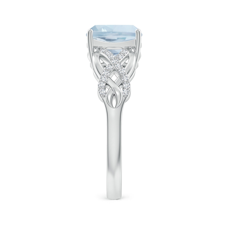 8mm A Criss Cross Shank Cushion Aquamarine Engagement Ring in White Gold side-2