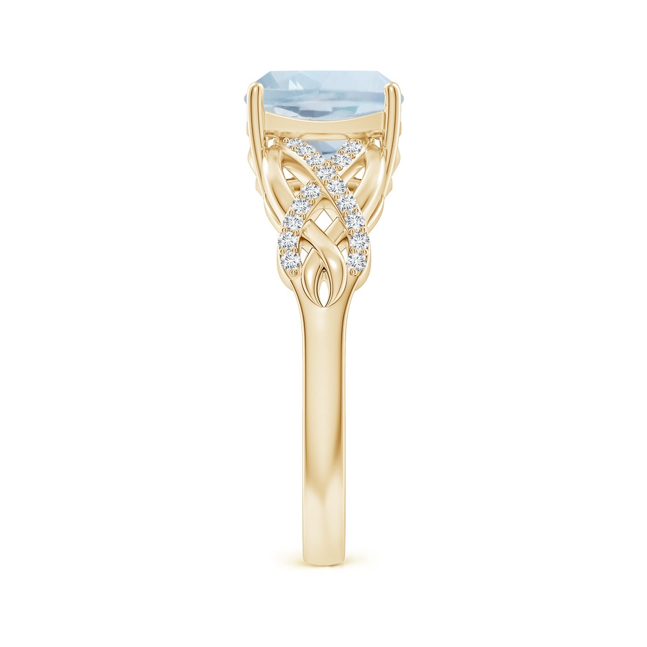8mm A Criss Cross Shank Cushion Aquamarine Engagement Ring in Yellow Gold side-2