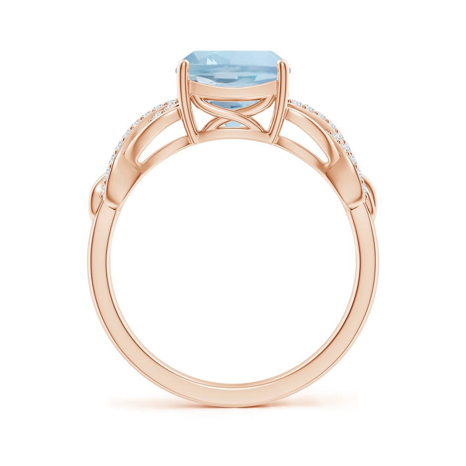8mm AA Criss Cross Shank Cushion Aquamarine Engagement Ring in Rose Gold side-1