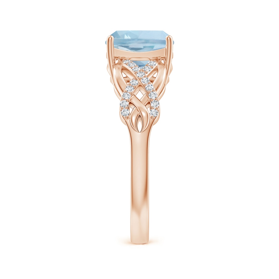 8mm AA Criss Cross Shank Cushion Aquamarine Engagement Ring in Rose Gold side-2