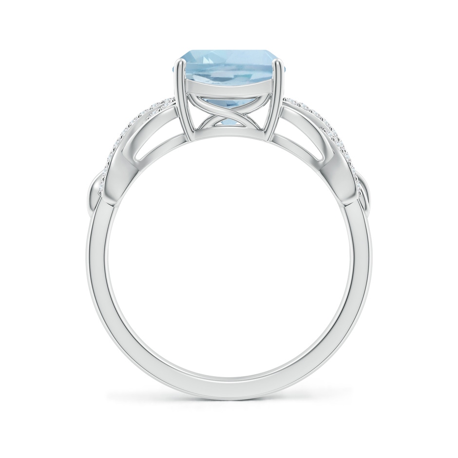 8mm AA Criss Cross Shank Cushion Aquamarine Engagement Ring in White Gold side-1