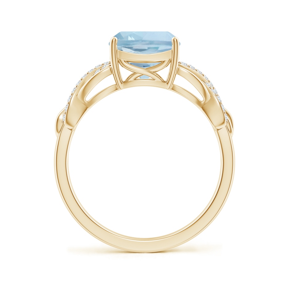 8mm AA Criss Cross Shank Cushion Aquamarine Engagement Ring in Yellow Gold side-1