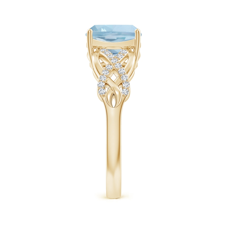 8mm AA Criss Cross Shank Cushion Aquamarine Engagement Ring in Yellow Gold side-2