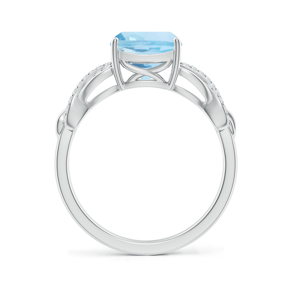 8mm AAA Criss Cross Shank Cushion Aquamarine Engagement Ring in White Gold - side_1