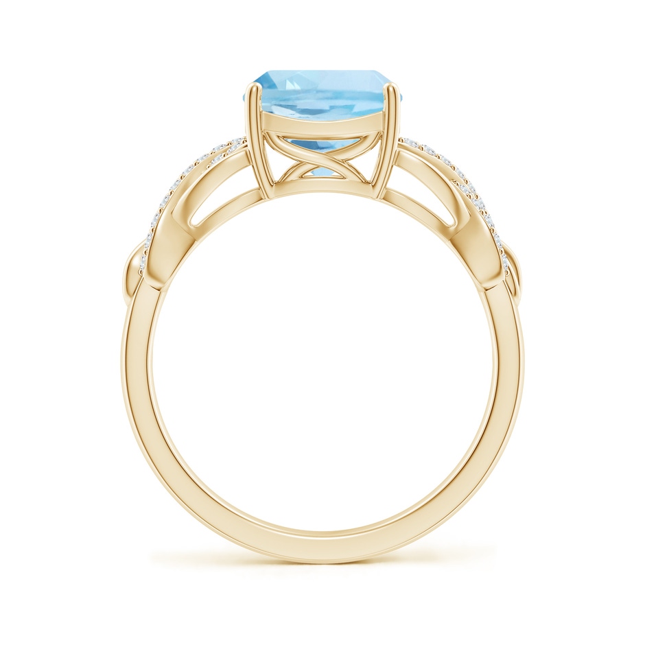 8mm AAA Criss Cross Shank Cushion Aquamarine Engagement Ring in Yellow Gold side-1