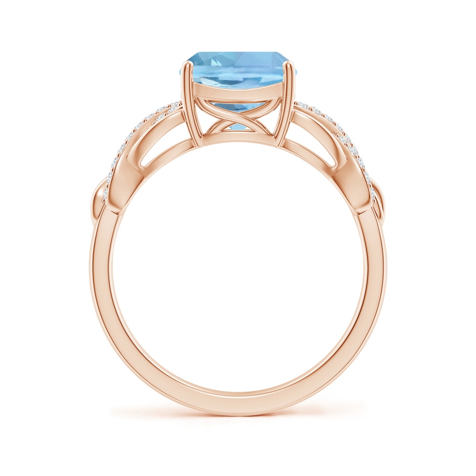 8mm AAAA Criss Cross Shank Cushion Aquamarine Engagement Ring in Rose Gold side-1