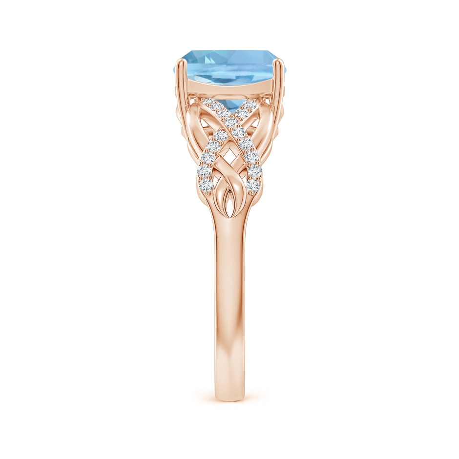 8mm AAAA Criss Cross Shank Cushion Aquamarine Engagement Ring in Rose Gold side-2