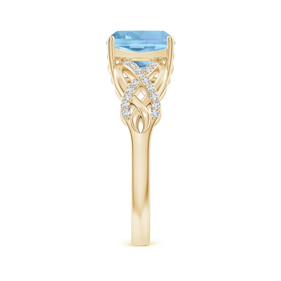 8mm AAAA Criss Cross Shank Cushion Aquamarine Engagement Ring in Yellow Gold side-2