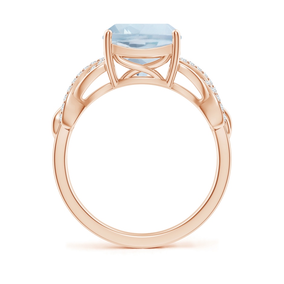 9mm A Criss Cross Shank Cushion Aquamarine Engagement Ring in Rose Gold side-1