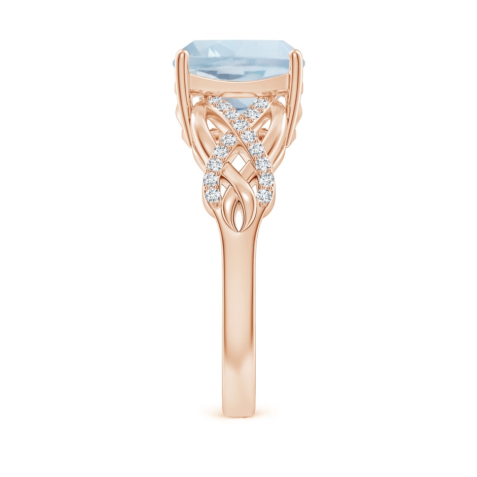 9mm A Criss Cross Shank Cushion Aquamarine Engagement Ring in Rose Gold side-2