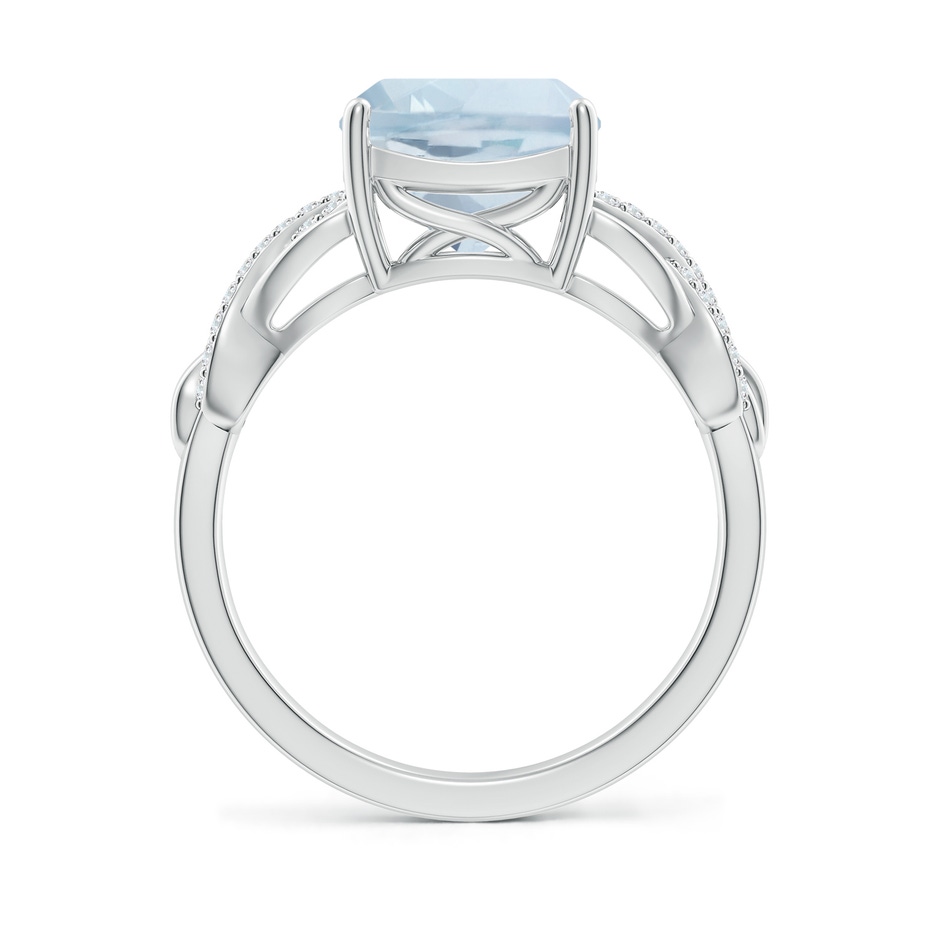 9mm A Criss Cross Shank Cushion Aquamarine Engagement Ring in White Gold side-1