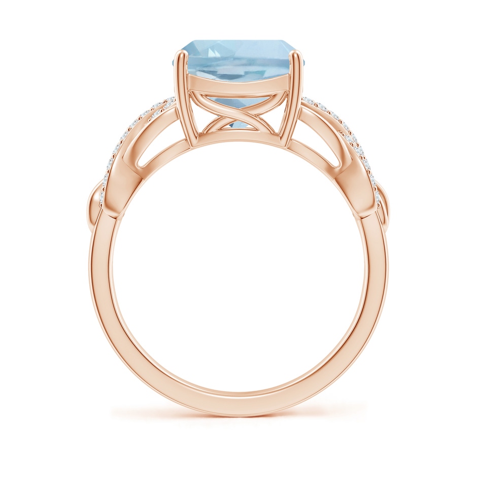 9mm AA Criss Cross Shank Cushion Aquamarine Engagement Ring in Rose Gold side-1