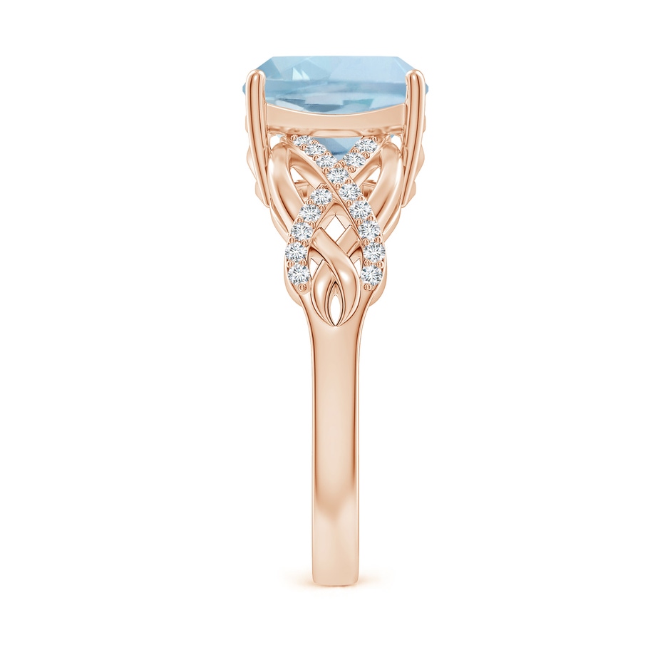 9mm AA Criss Cross Shank Cushion Aquamarine Engagement Ring in Rose Gold side-2