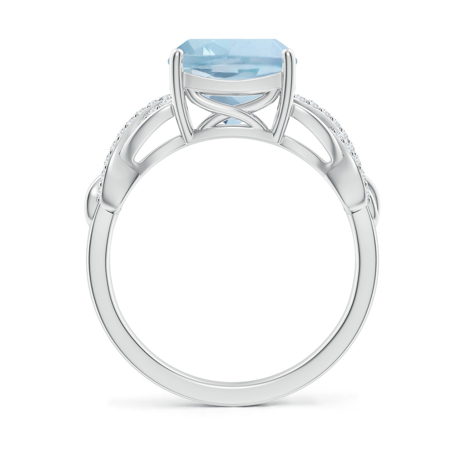 9mm AA Criss Cross Shank Cushion Aquamarine Engagement Ring in White Gold side-1