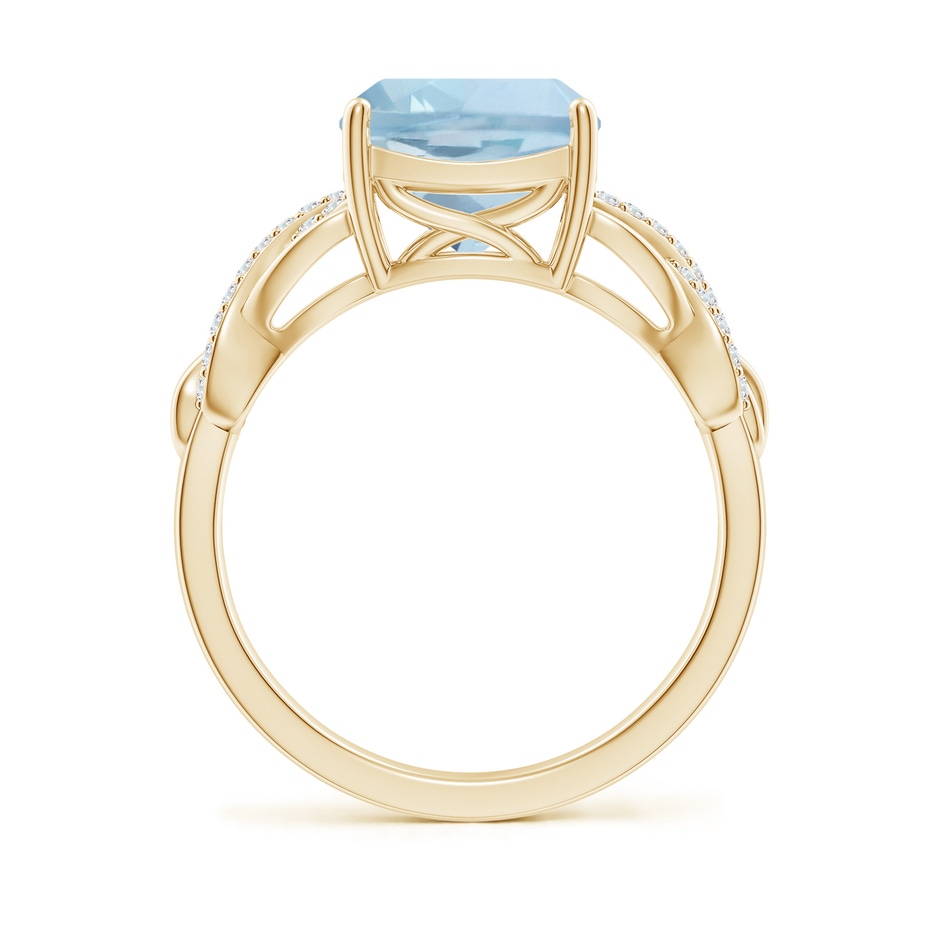 9mm AA Criss Cross Shank Cushion Aquamarine Engagement Ring in Yellow Gold side-1