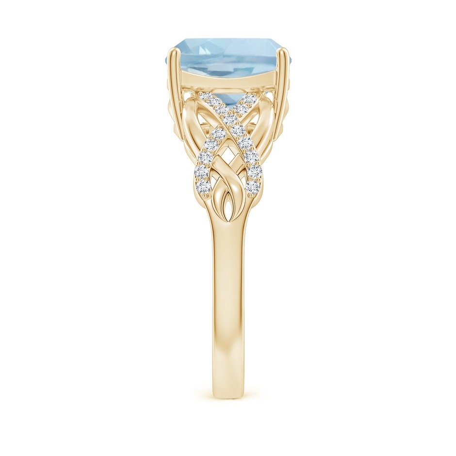 9mm AA Criss Cross Shank Cushion Aquamarine Engagement Ring in Yellow Gold side-2