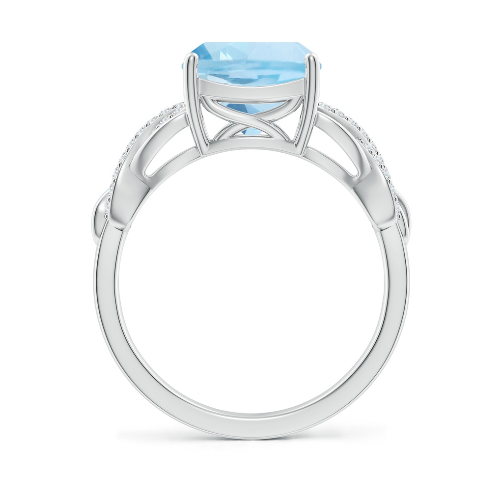 9mm AAA Criss Cross Shank Cushion Aquamarine Engagement Ring in White Gold Side-1