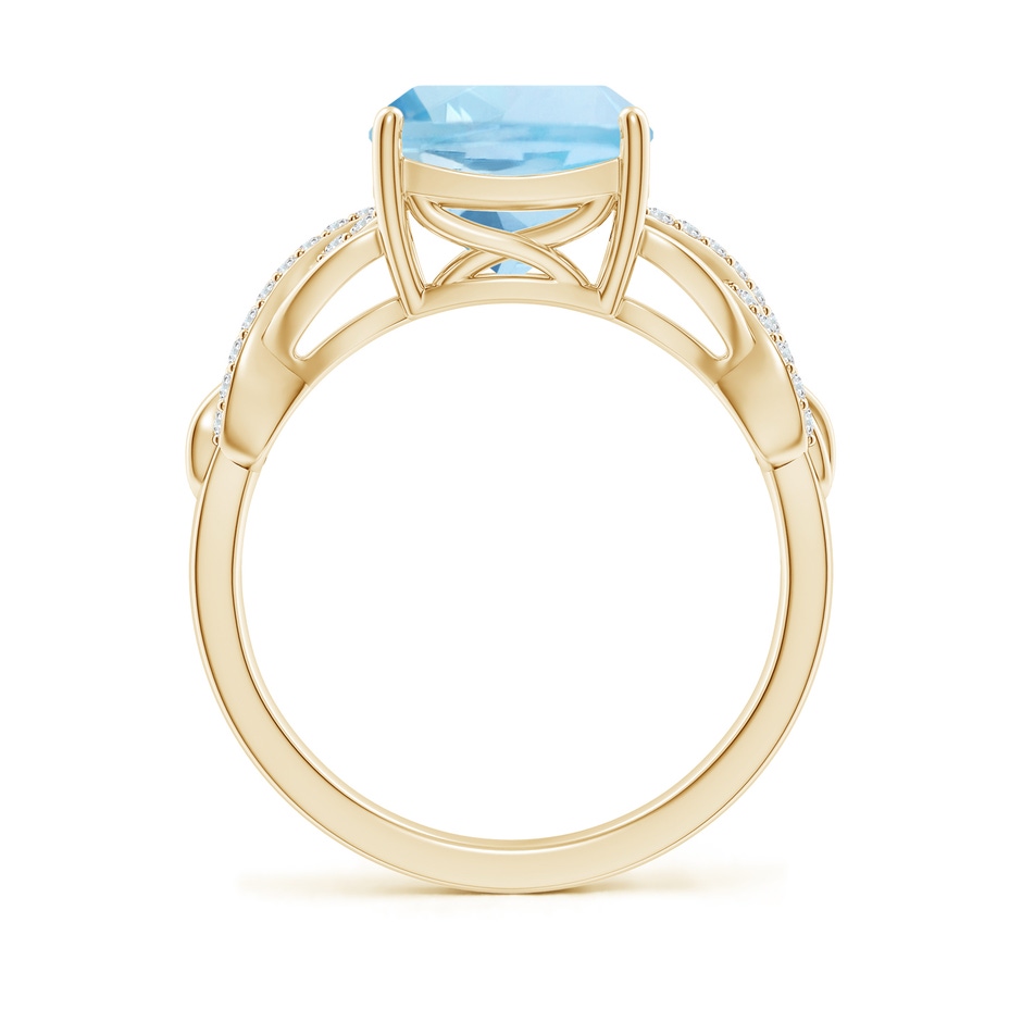 9mm AAA Criss Cross Shank Cushion Aquamarine Engagement Ring in Yellow Gold side-1