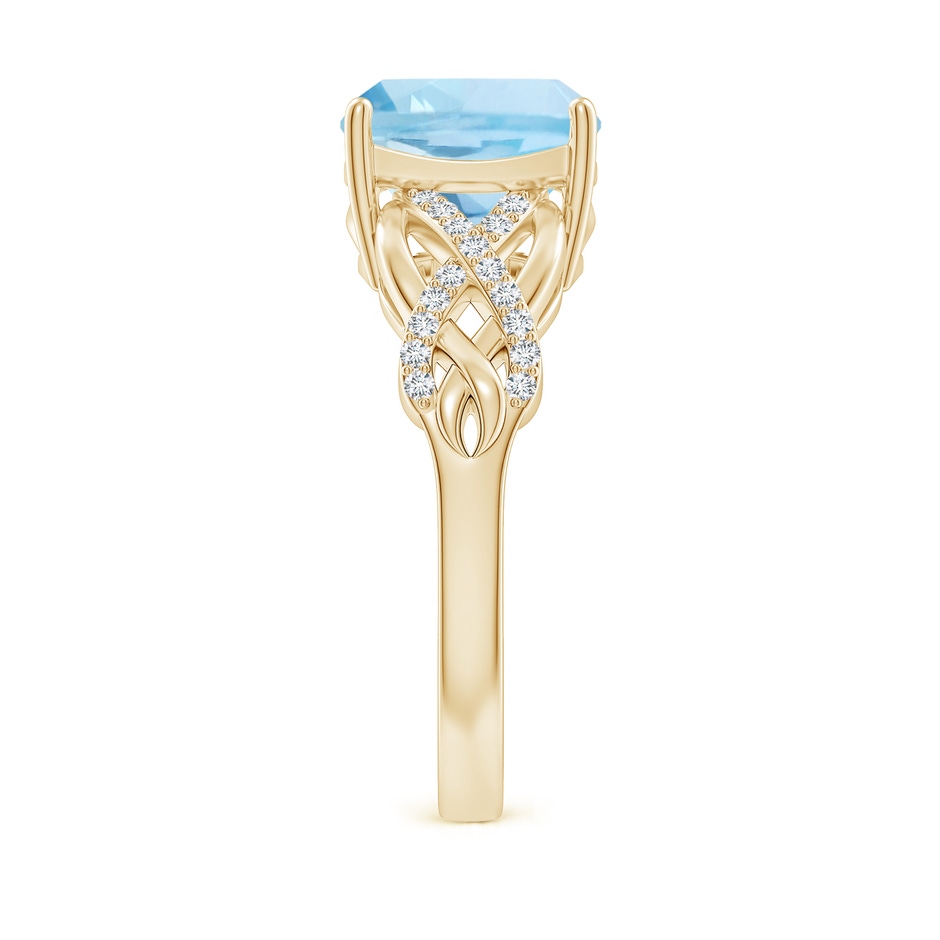 9mm AAA Criss Cross Shank Cushion Aquamarine Engagement Ring in Yellow Gold side-2