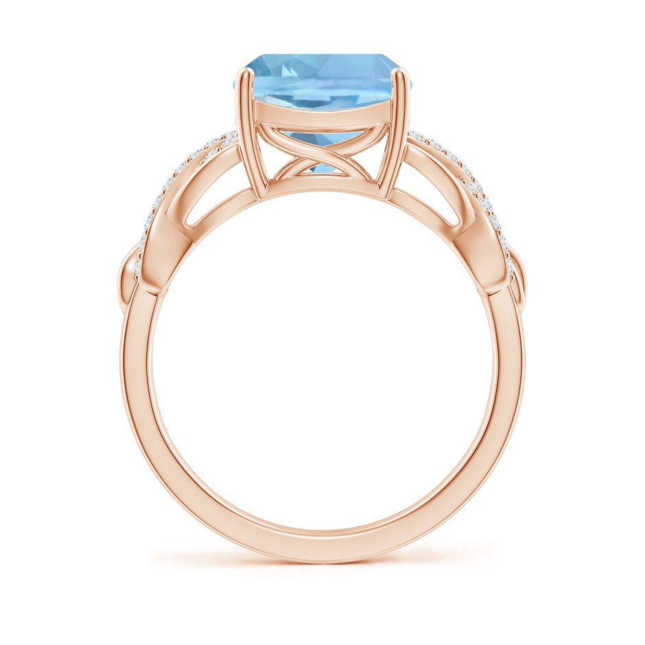 9mm AAAA Criss Cross Shank Cushion Aquamarine Engagement Ring in Rose Gold side-1