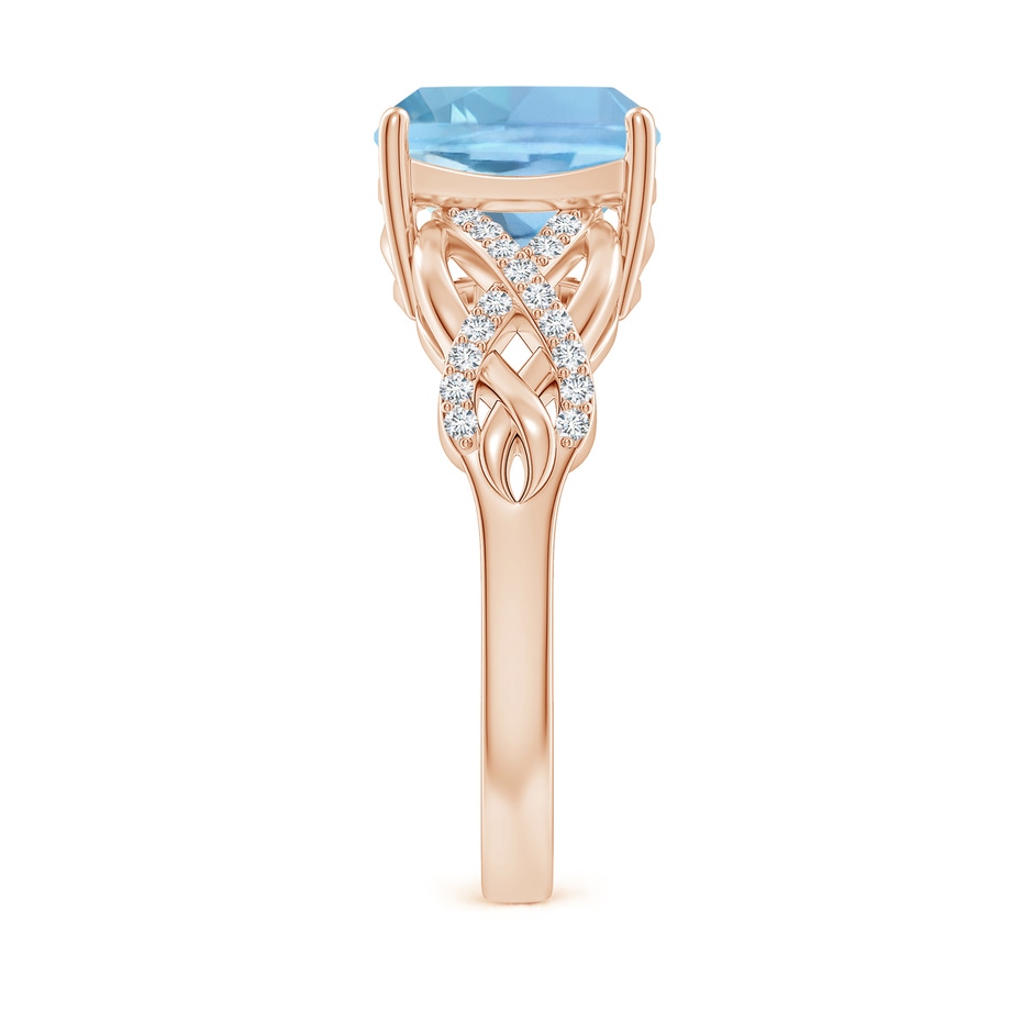 9mm AAAA Criss Cross Shank Cushion Aquamarine Engagement Ring in Rose Gold side-2