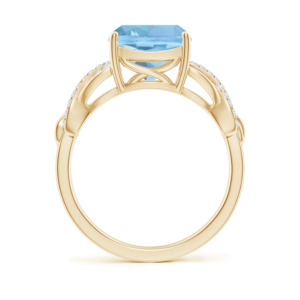 9mm AAAA Criss Cross Shank Cushion Aquamarine Engagement Ring in Yellow Gold - side_1
