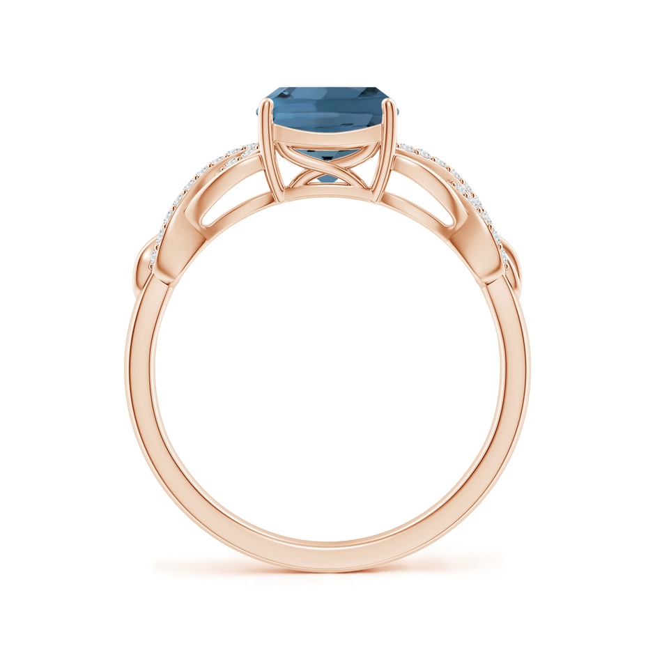 7mm A Criss Cross Shank Cushion London Blue Topaz Engagement Ring in Rose Gold side-1