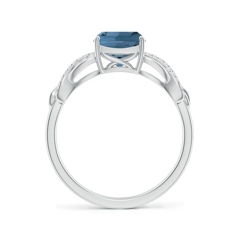 7mm A Criss Cross Shank Cushion London Blue Topaz Engagement Ring in White Gold side-1