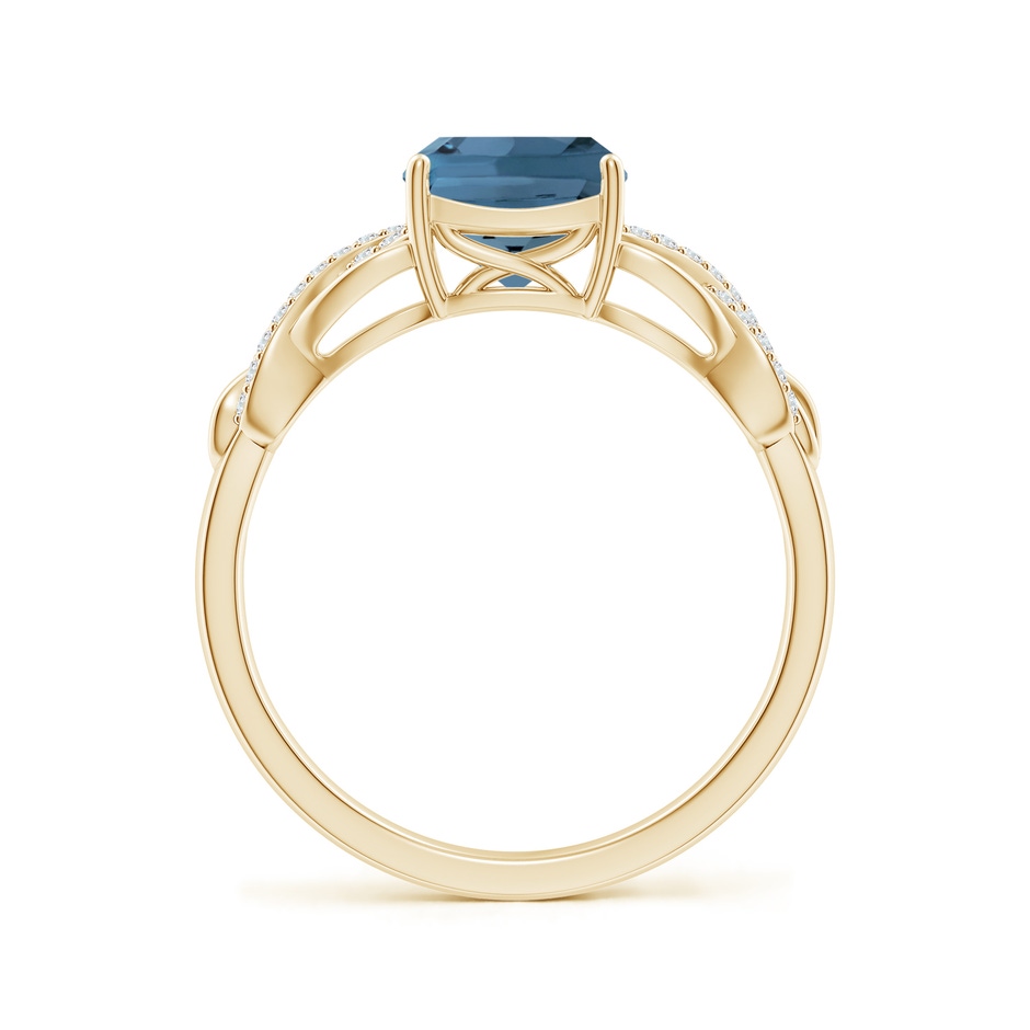 7mm A Criss Cross Shank Cushion London Blue Topaz Engagement Ring in Yellow Gold side-1