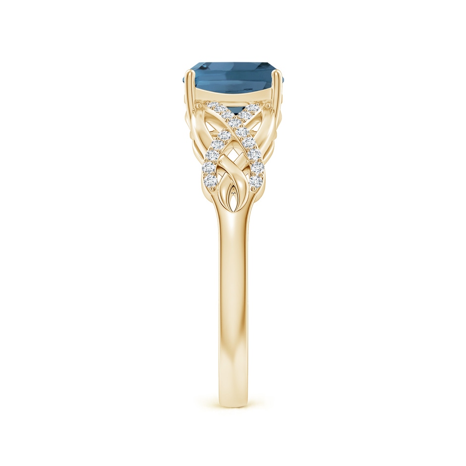 7mm A Criss Cross Shank Cushion London Blue Topaz Engagement Ring in Yellow Gold side-2