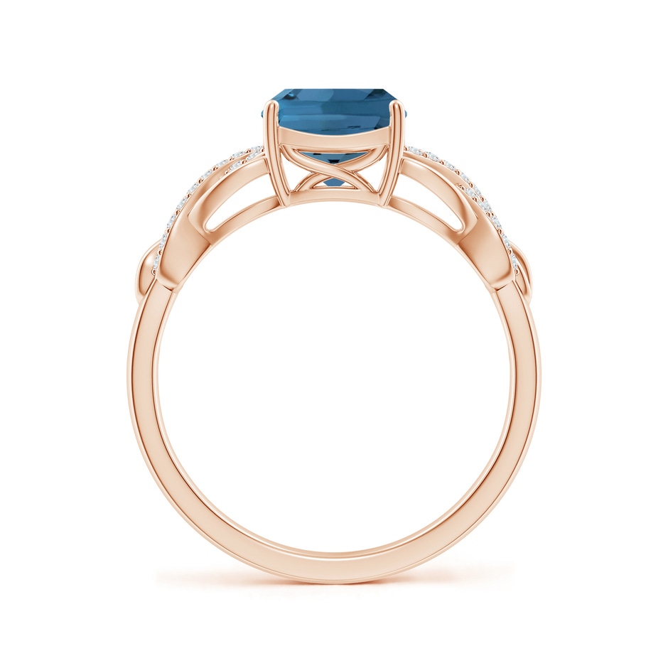 7mm AA Criss Cross Shank Cushion London Blue Topaz Engagement Ring in Rose Gold side-1