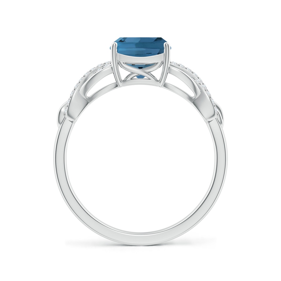 7mm AA Criss Cross Shank Cushion London Blue Topaz Engagement Ring in White Gold side-1