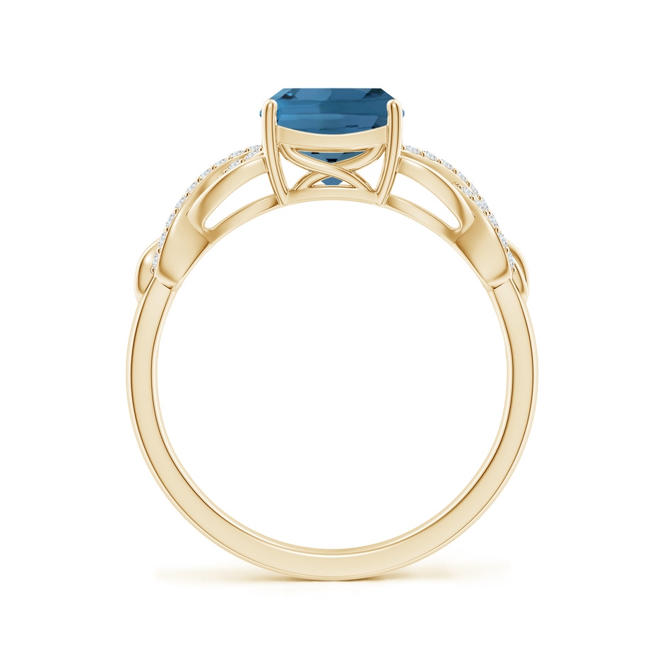 7mm AA Criss Cross Shank Cushion London Blue Topaz Engagement Ring in Yellow Gold side-1