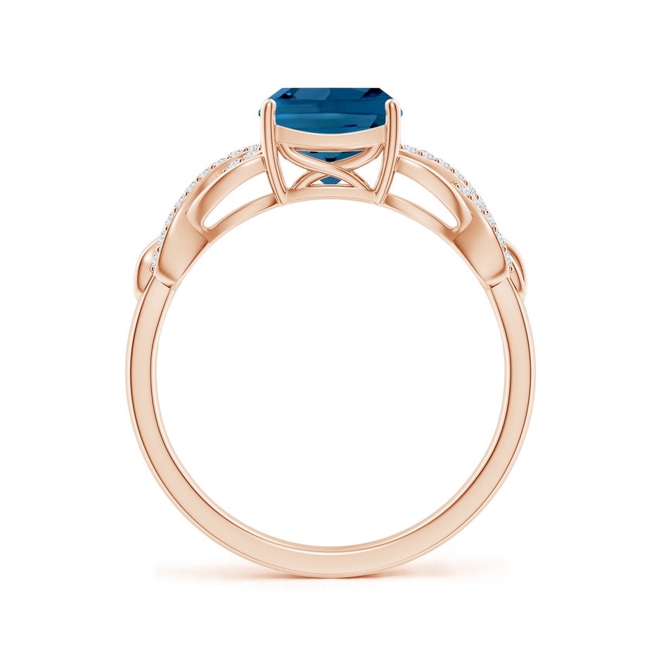 7mm AAA Criss Cross Shank Cushion London Blue Topaz Engagement Ring in Rose Gold side-1