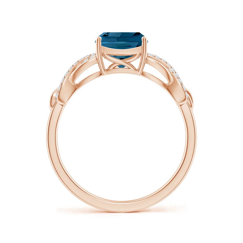 7mm AAAA Criss Cross Shank Cushion London Blue Topaz Engagement Ring in Rose Gold side-1