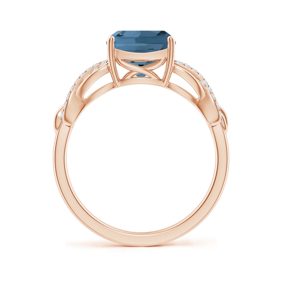 8mm A Criss Cross Shank Cushion London Blue Topaz Engagement Ring in Rose Gold side-1