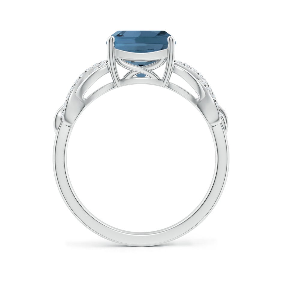 8mm A Criss Cross Shank Cushion London Blue Topaz Engagement Ring in White Gold side-1