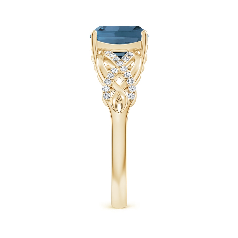 8mm A Criss Cross Shank Cushion London Blue Topaz Engagement Ring in Yellow Gold side-2