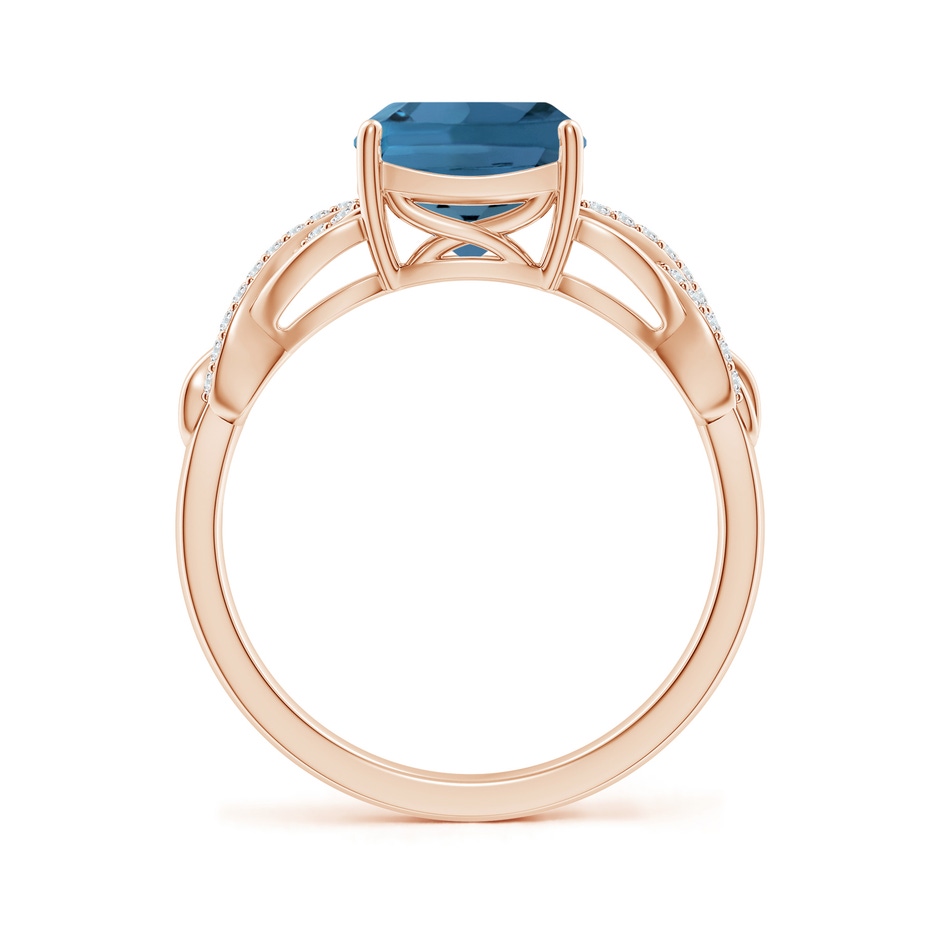 8mm AA Criss Cross Shank Cushion London Blue Topaz Engagement Ring in Rose Gold side-1