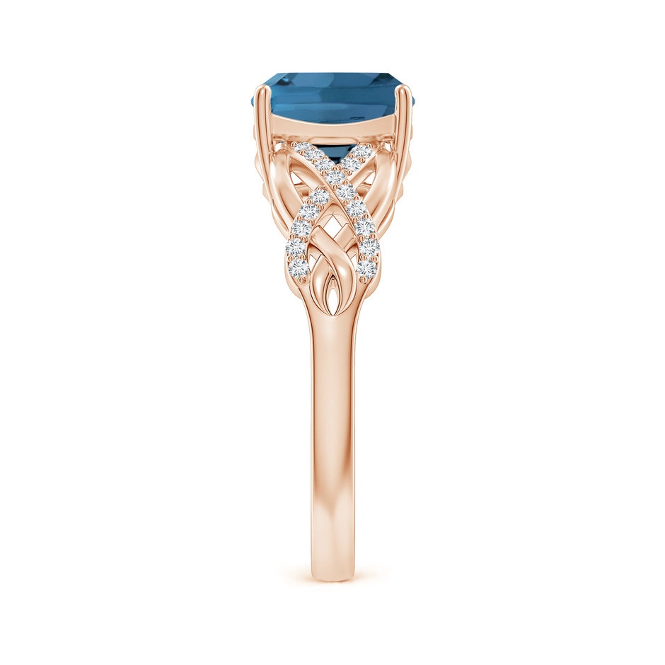 8mm AA Criss Cross Shank Cushion London Blue Topaz Engagement Ring in Rose Gold side-2