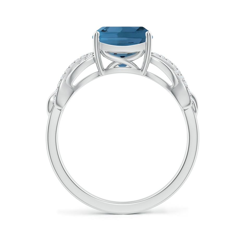 8mm AA Criss Cross Shank Cushion London Blue Topaz Engagement Ring in White Gold side-1