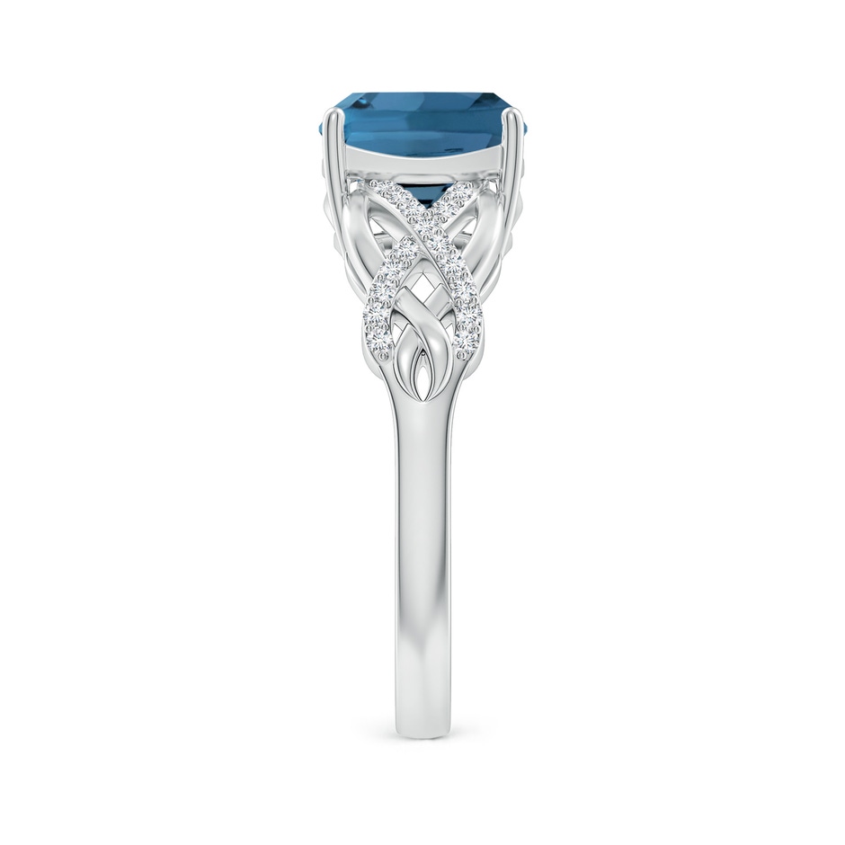 8mm AA Criss Cross Shank Cushion London Blue Topaz Engagement Ring in White Gold side-2