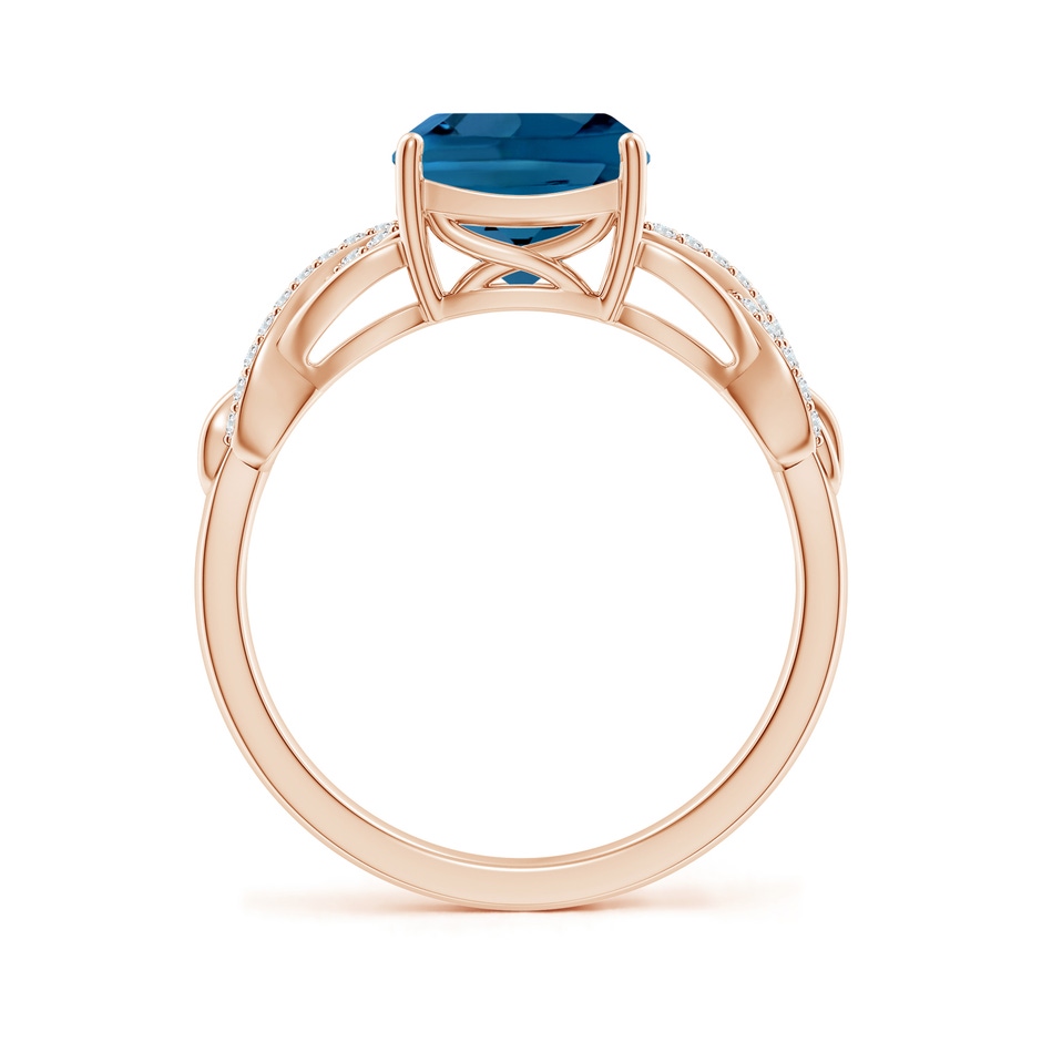8mm AAA Criss Cross Shank Cushion London Blue Topaz Engagement Ring in Rose Gold side-1